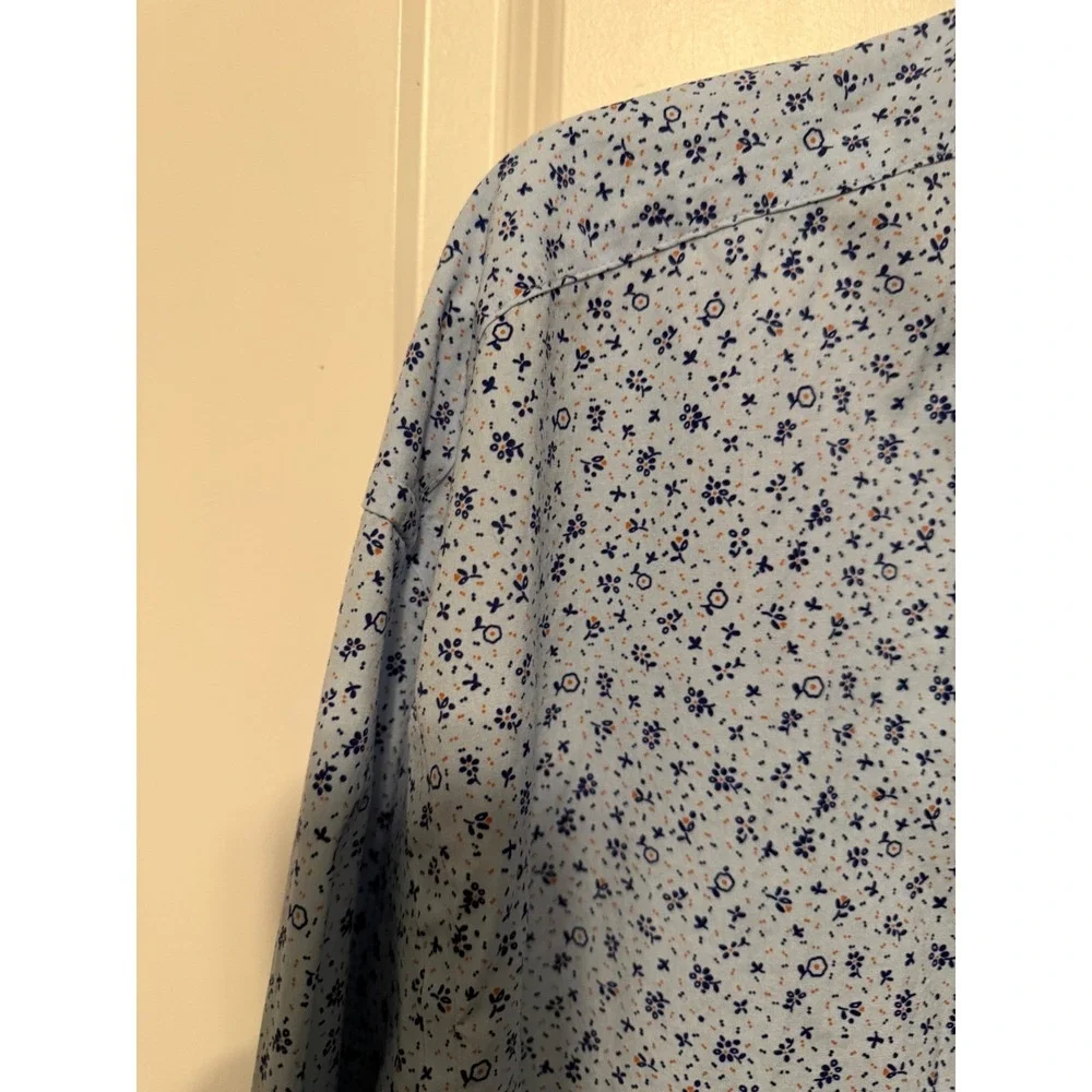 Crown & Ivy Mens 3XLT Classic Fit Floral Microprint Button Down Shirt Light Blue